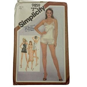 Vintage 80s Simplicity 9859 Pattern Misses 6-14 Slip Teddy Camisole Pants Uncut
